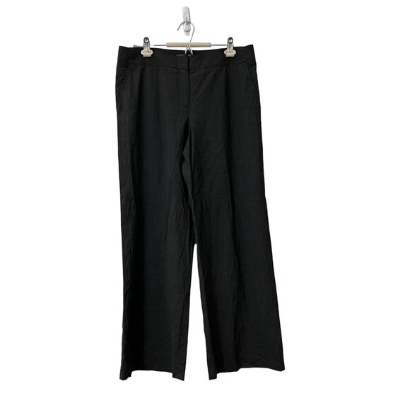 Lafayette 148 NY Womens Charcoal Gray Wide Leg Virgin Wool Trouser Pants 10 - Picture 1 of 6